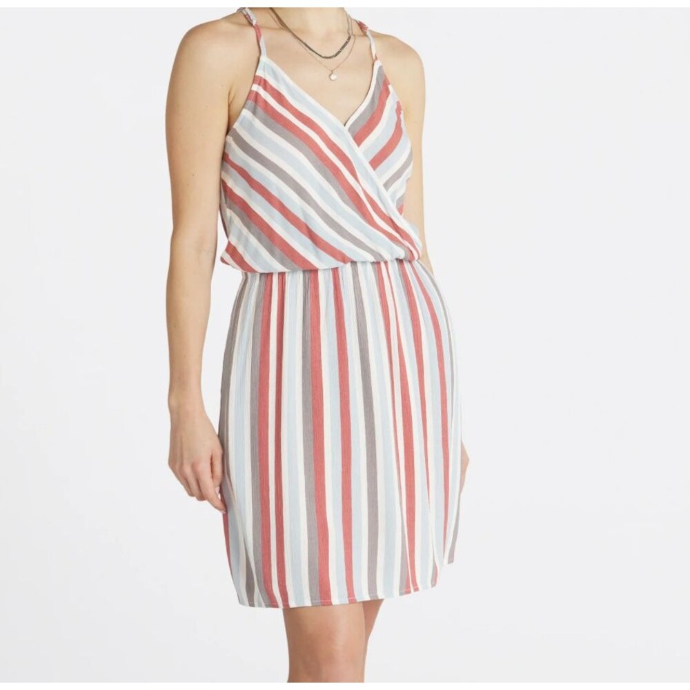 New MARKET & SPRUCE Womens Size M Dress Liliana Stripe Surplice A-Line Sun